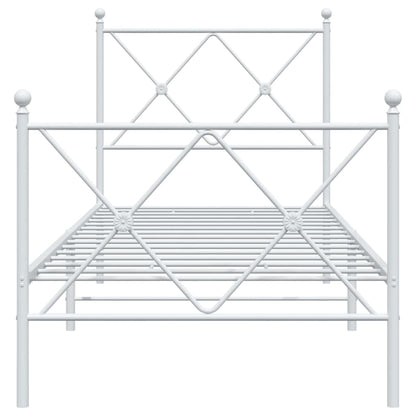 vidaXL Metal Bed Frame without Mattress with Footboard White 75x190cm 4