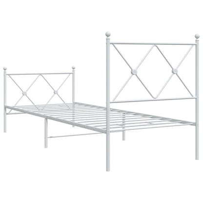 vidaXL Metal Bed Frame without Mattress with Footboard White 75x190cm 6
