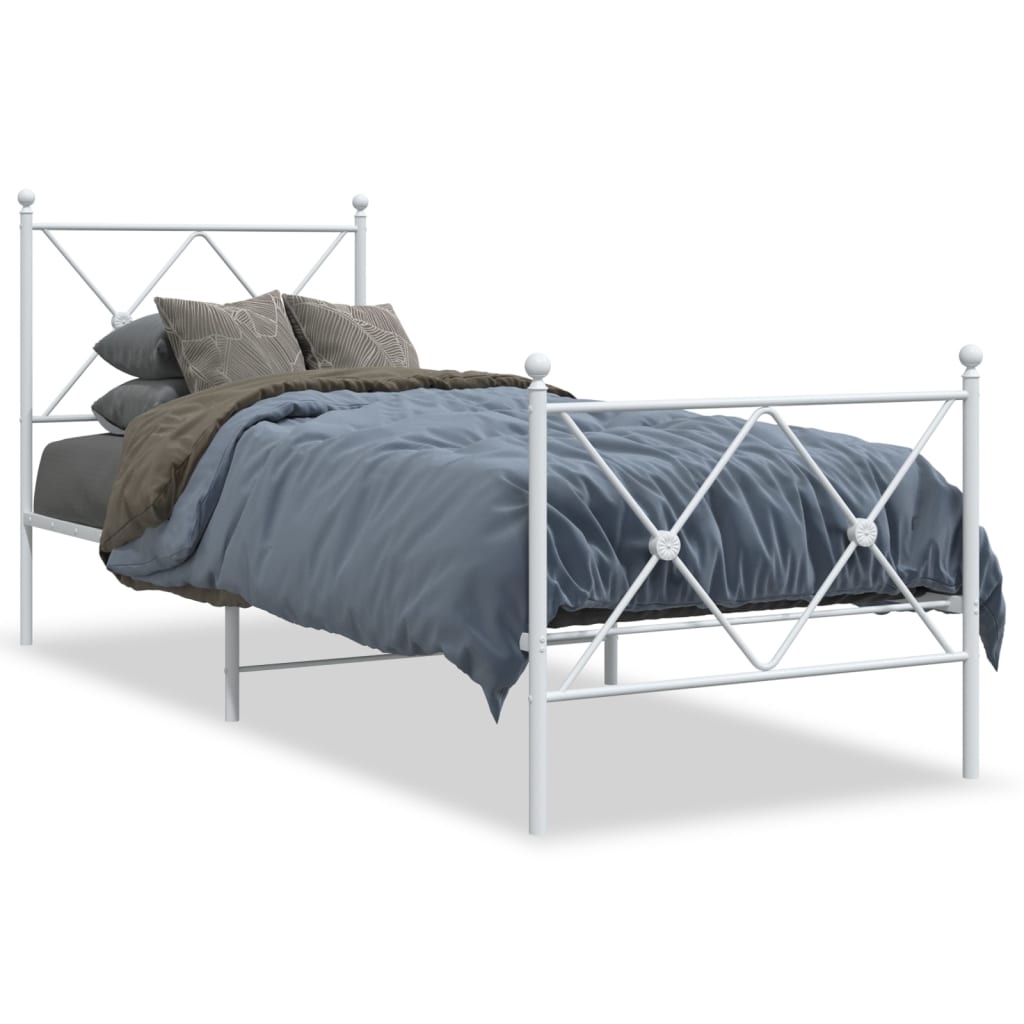 vidaXL Metal Bed Frame without Mattress with Footboard White 80x200cm 2