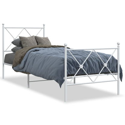 vidaXL Metal Bed Frame without Mattress with Footboard White 80x200cm 2