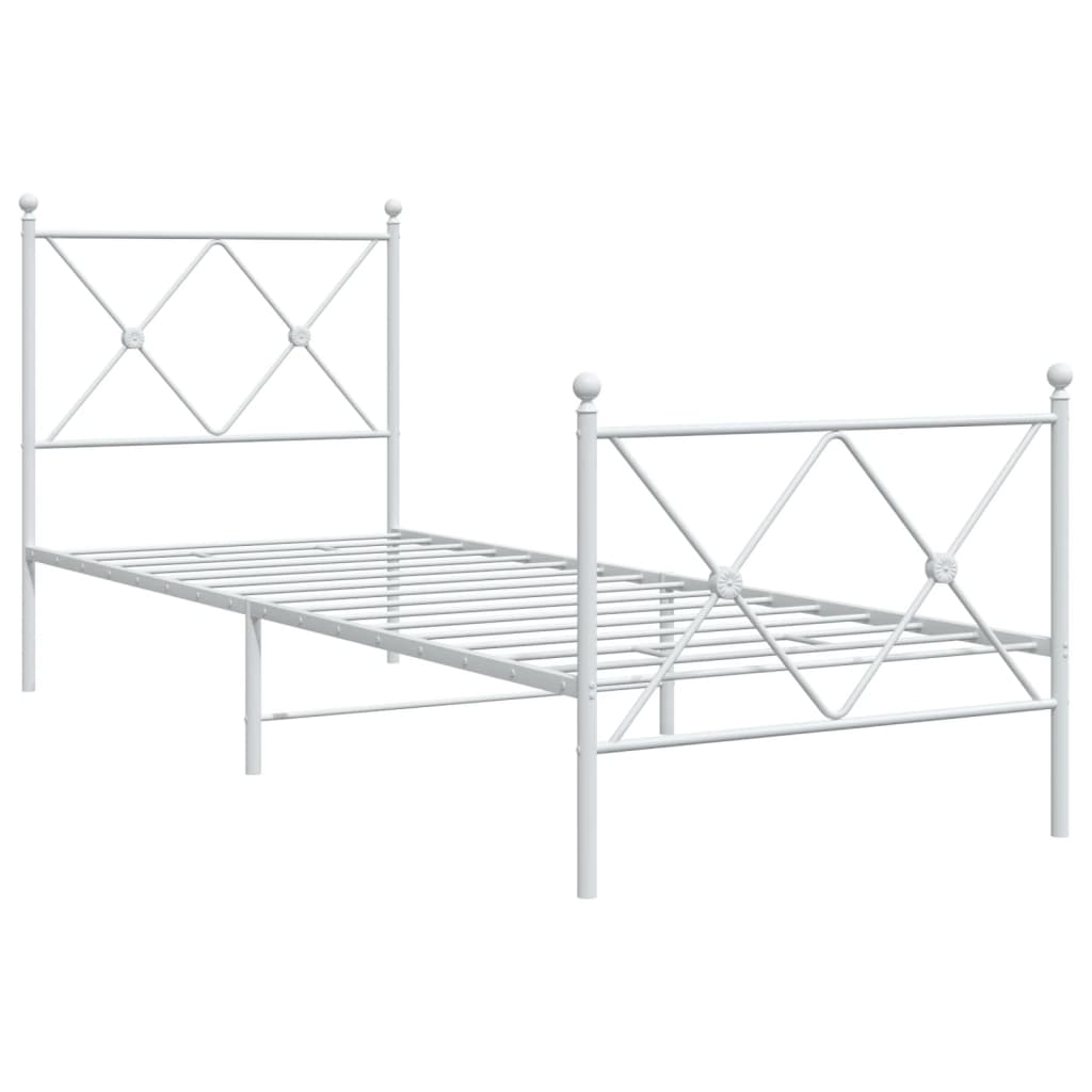vidaXL Metal Bed Frame without Mattress with Footboard White 80x200cm 3