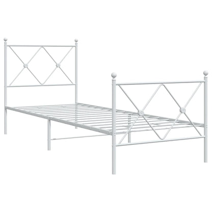 vidaXL Metal Bed Frame without Mattress with Footboard White 80x200cm 3