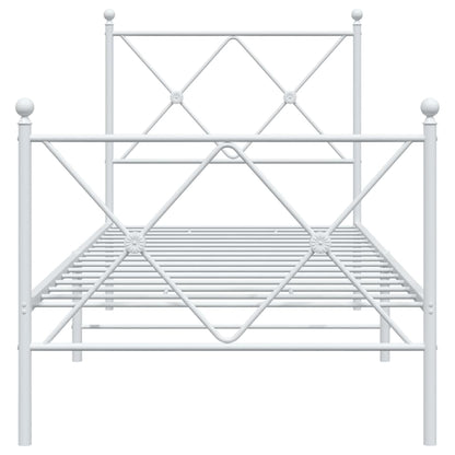 vidaXL Metal Bed Frame without Mattress with Footboard White 80x200cm 4
