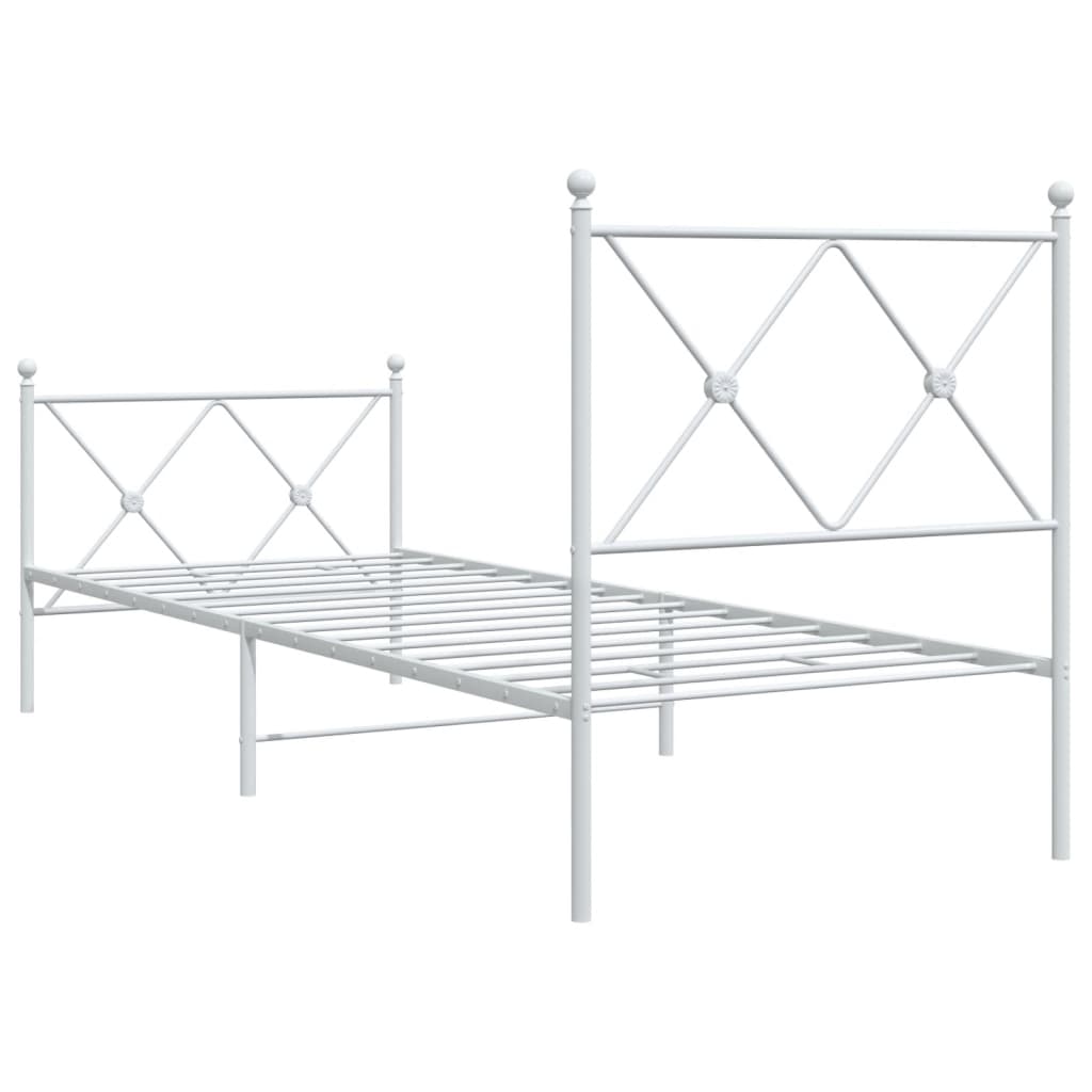 vidaXL Metal Bed Frame without Mattress with Footboard White 80x200cm 6