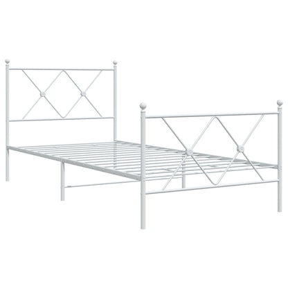 vidaXL Metal Bed Frame without Mattress with Footboard White 90x190cm 3