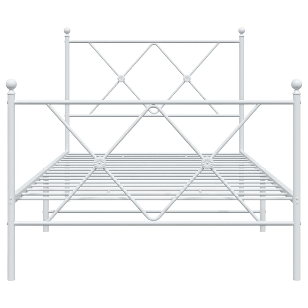 vidaXL Metal Bed Frame without Mattress with Footboard White 90x190cm 4