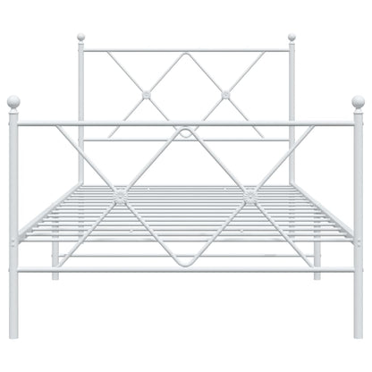 vidaXL Metal Bed Frame without Mattress with Footboard White 90x190cm 4