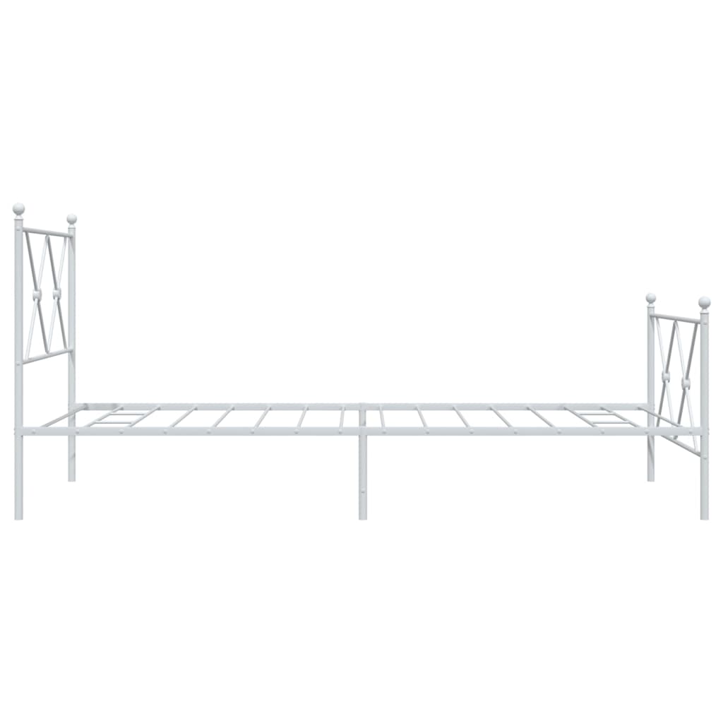 vidaXL Metal Bed Frame without Mattress with Footboard White 90x190cm 5