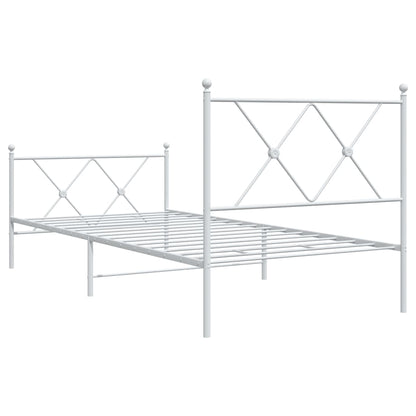 vidaXL Metal Bed Frame without Mattress with Footboard White 90x190cm 6