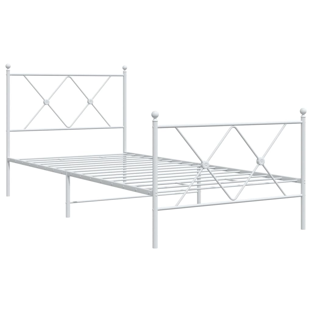 vidaXL Metal Bed Frame without Mattress with Footboard White 90x200cm 3