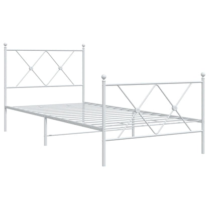 vidaXL Metal Bed Frame without Mattress with Footboard White 90x200cm 3