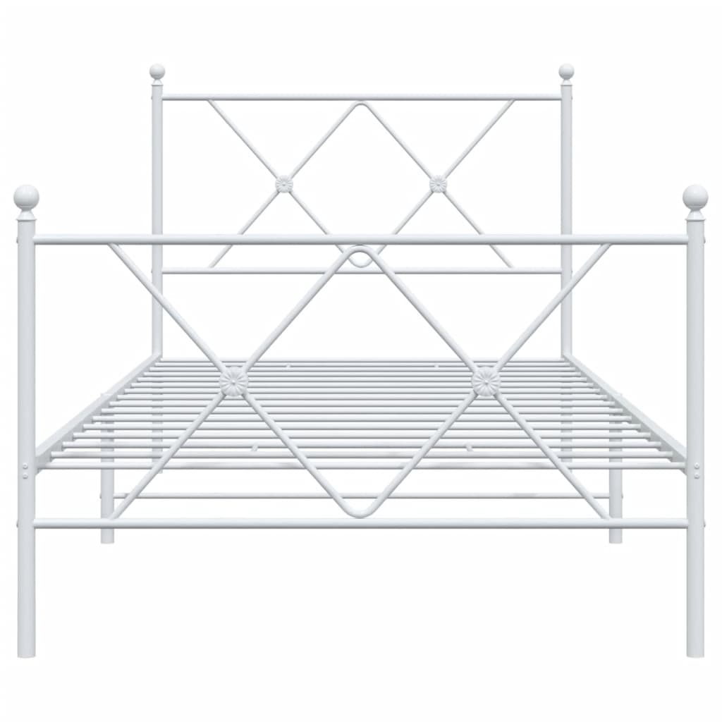 vidaXL Metal Bed Frame without Mattress with Footboard White 90x200cm 4