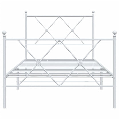 vidaXL Metal Bed Frame without Mattress with Footboard White 90x200cm 4