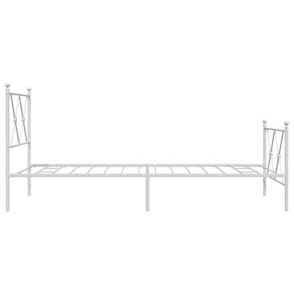 vidaXL Metal Bed Frame without Mattress with Footboard White 90x200cm 5