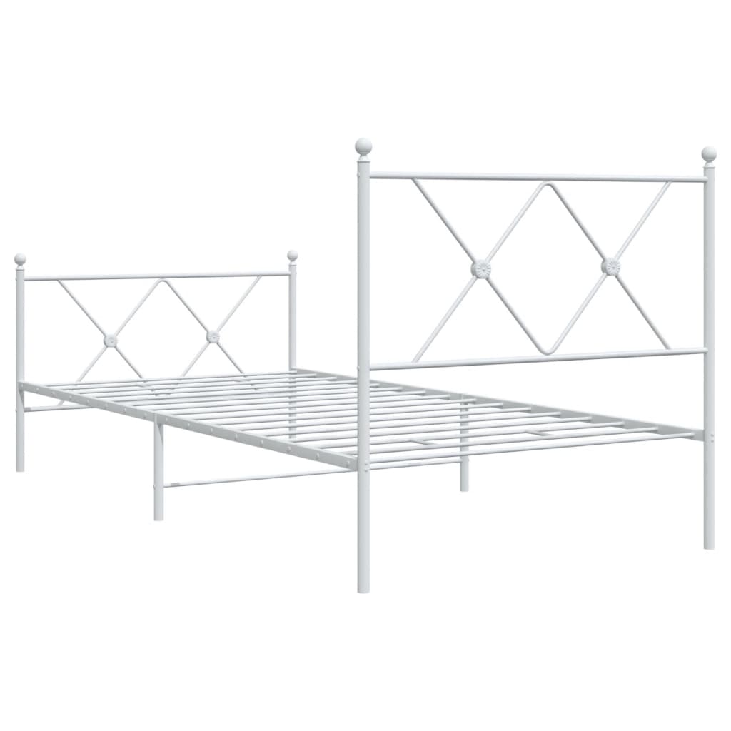 vidaXL Metal Bed Frame without Mattress with Footboard White 90x200cm 6