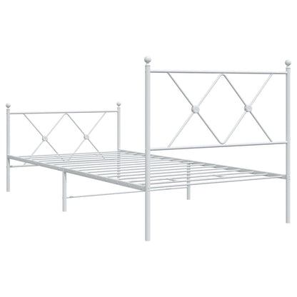 vidaXL Metal Bed Frame without Mattress with Footboard White 90x200cm 6