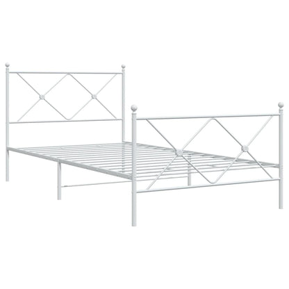 vidaXL Metal Bed Frame without Mattress with Footboard White 100x190cm 3