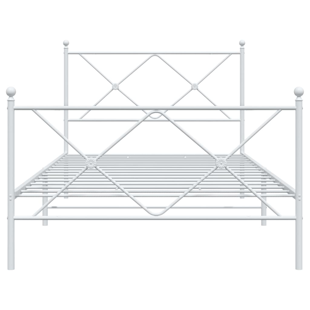 vidaXL Metal Bed Frame without Mattress with Footboard White 100x190cm 4