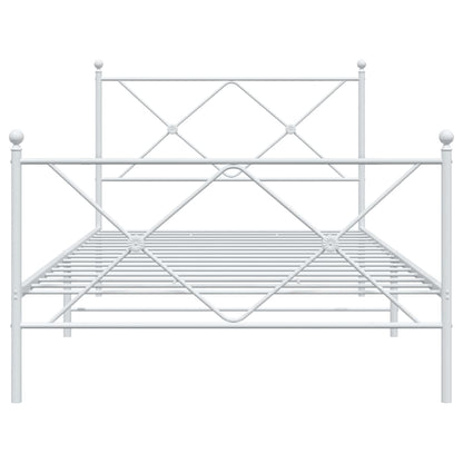 vidaXL Metal Bed Frame without Mattress with Footboard White 100x190cm 4