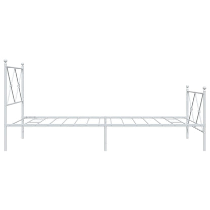 vidaXL Metal Bed Frame without Mattress with Footboard White 100x190cm 5