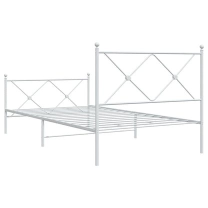 vidaXL Metal Bed Frame without Mattress with Footboard White 100x190cm 6