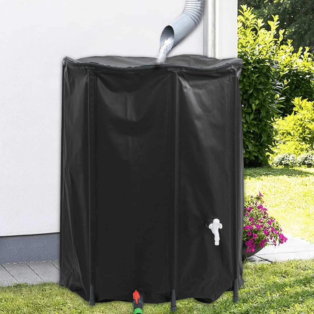 vidaXL Water Tank with Tap Foldable PVC Black