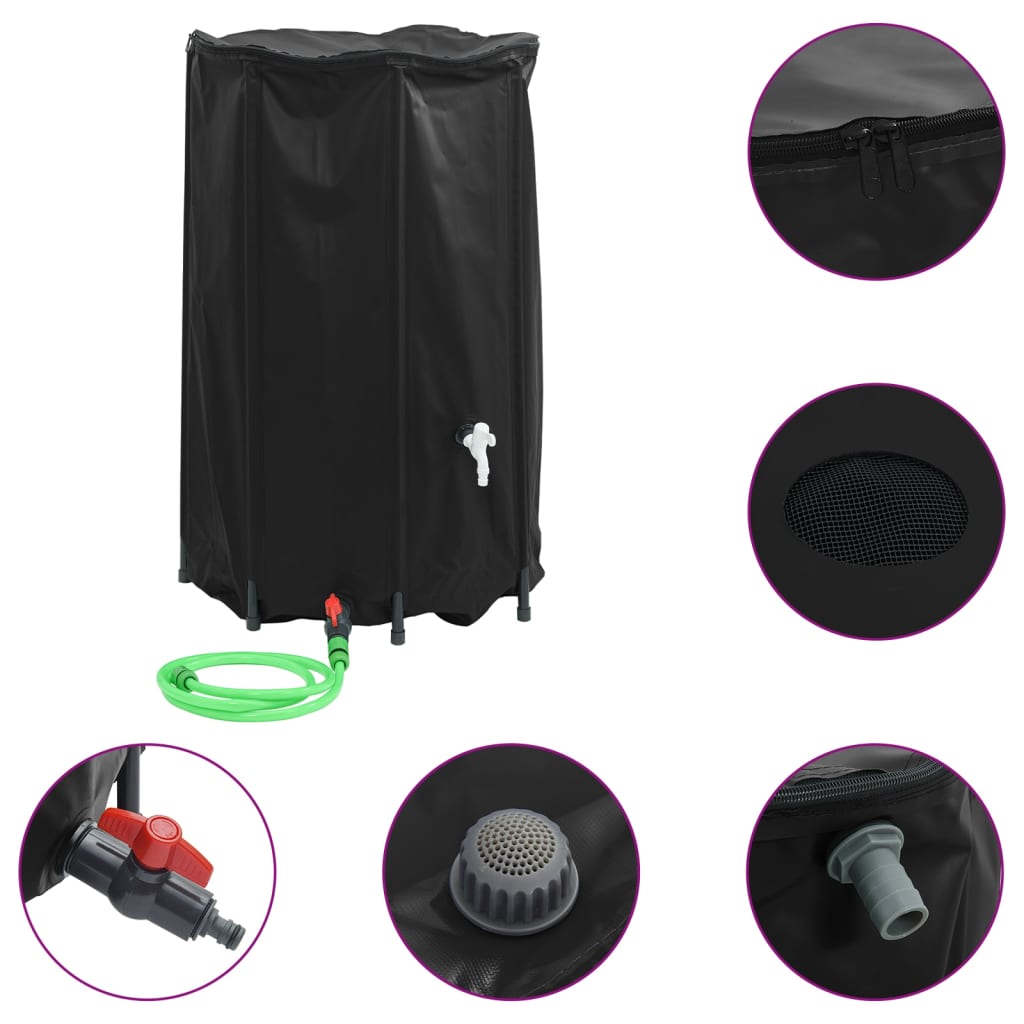 vidaXL Water Tank with Tap Foldable 500 L PVC 2