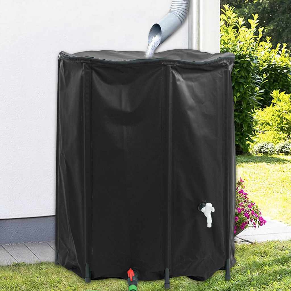 vidaXL Water Tank with Tap Foldable PVC Black