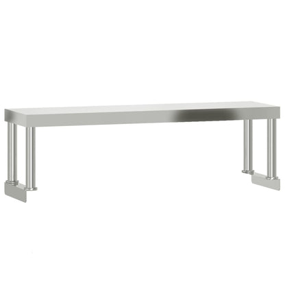 vidaXL Work Table Overshelf 110x30x35 cm Stainless Steel 2
