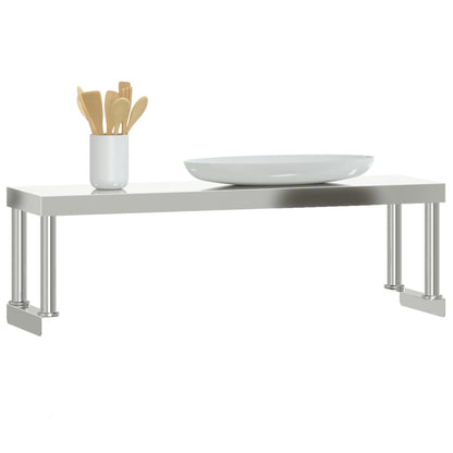 vidaXL Work Table Overshelf 110x30x35 cm Stainless Steel 4