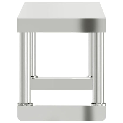 vidaXL Work Table Overshelf 110x30x35 cm Stainless Steel 6