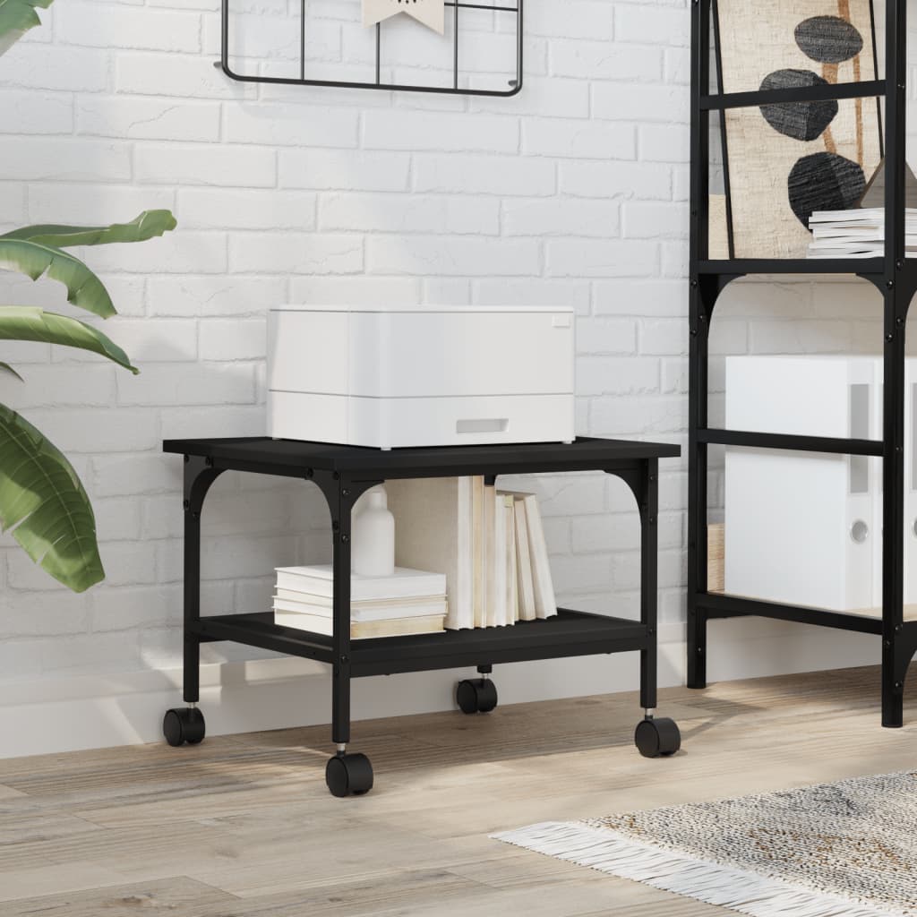 vidaXL Printer Stand 2-Tier Black 50x40x38 cm Engineered Wood 4