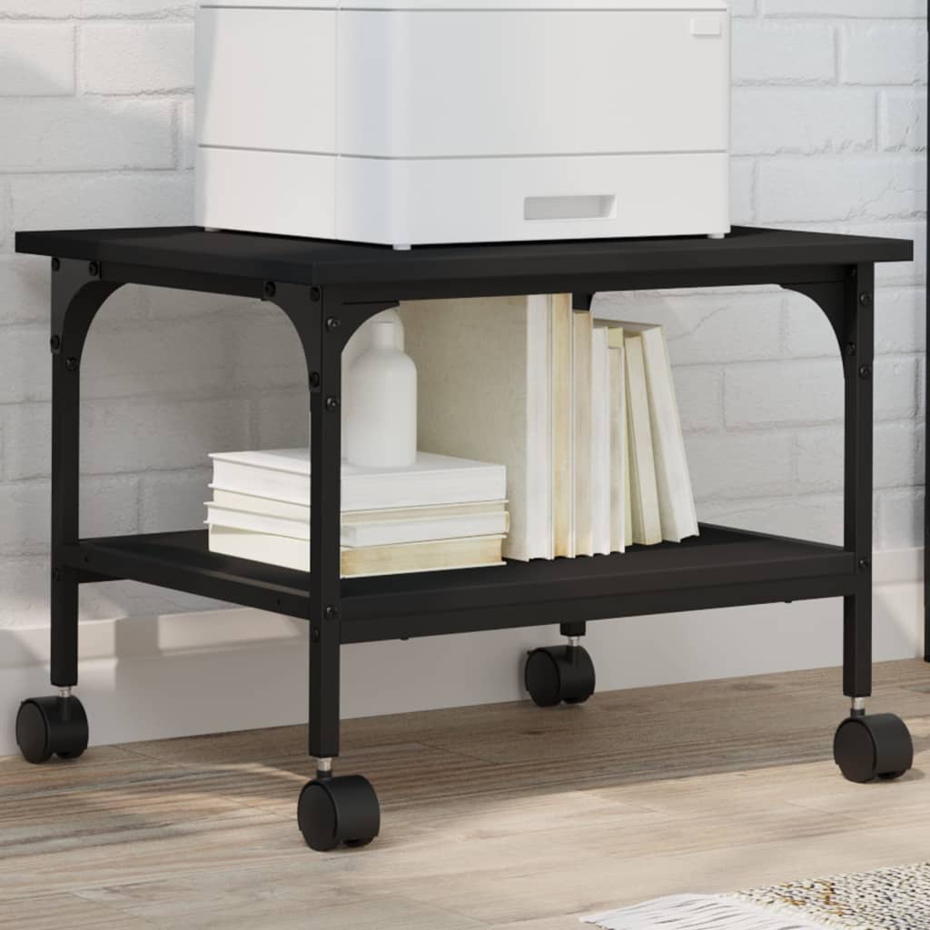 vidaXL Printer Stand 2-Tier Black 50x40x38 cm Engineered Wood 1