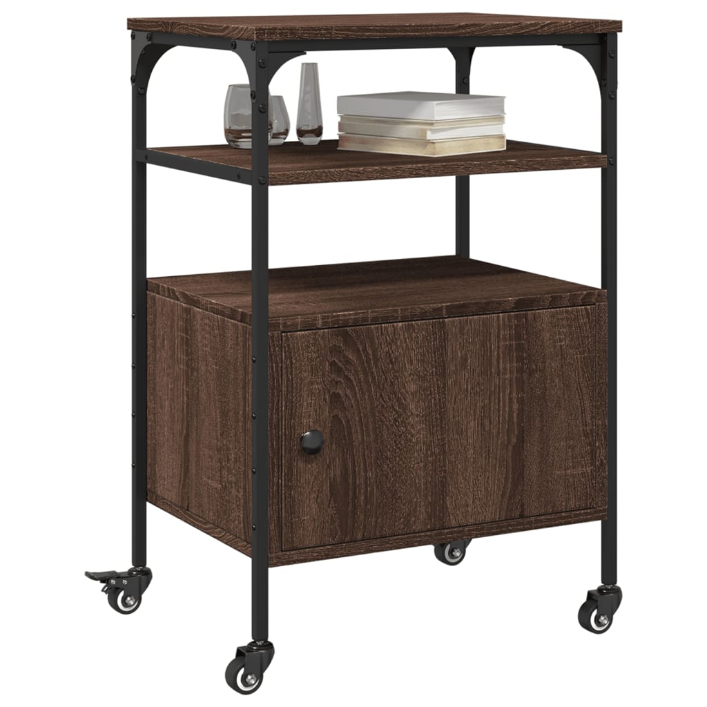 vidaXL Printer Stand 3-Tier Brown Oak 50x40x76 cm Engineered Wood 5