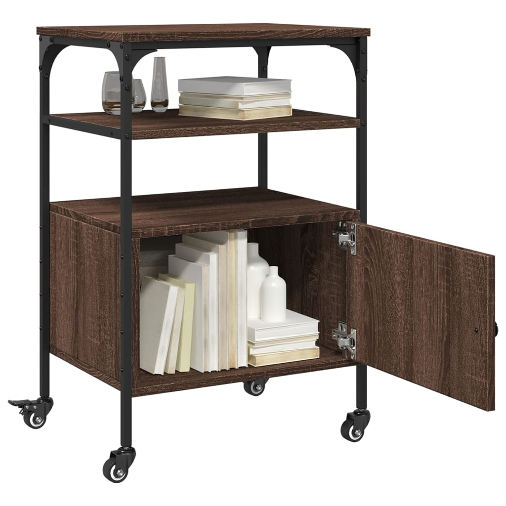 vidaXL Printer Stand 3-Tier Brown Oak 50x40x76 cm Engineered Wood 6