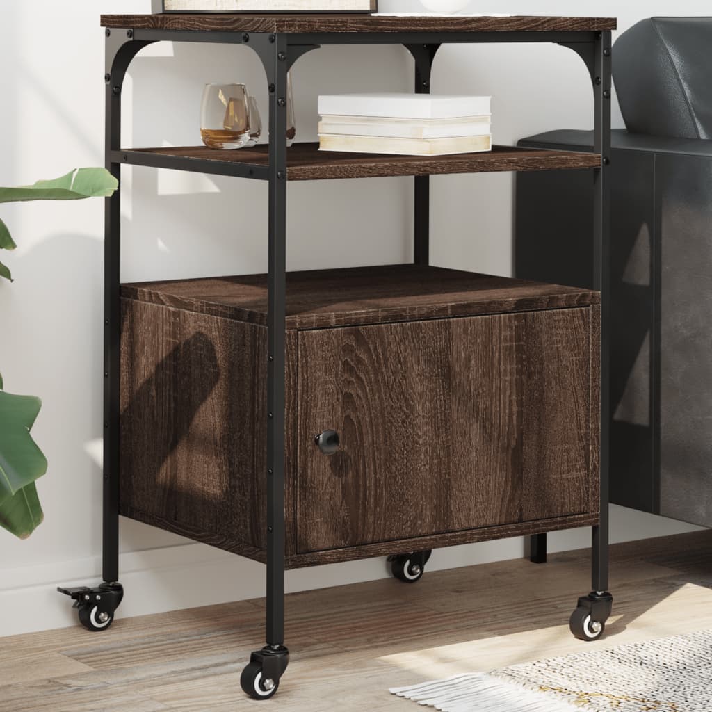 vidaXL Printer Stand 3-Tier Brown Oak 50x40x76 cm Engineered Wood 1