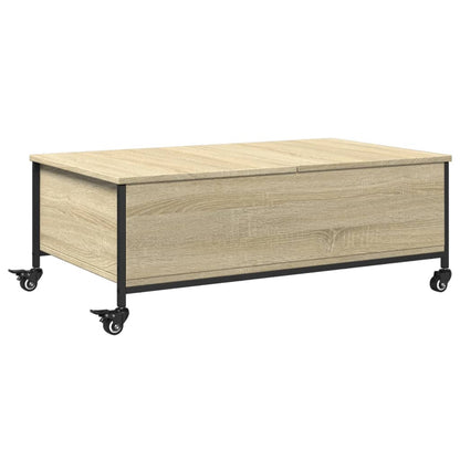 vidaXL Coffee Table with Wheels Sonoma Oak 91x55x34 cm Engineered Wood 2