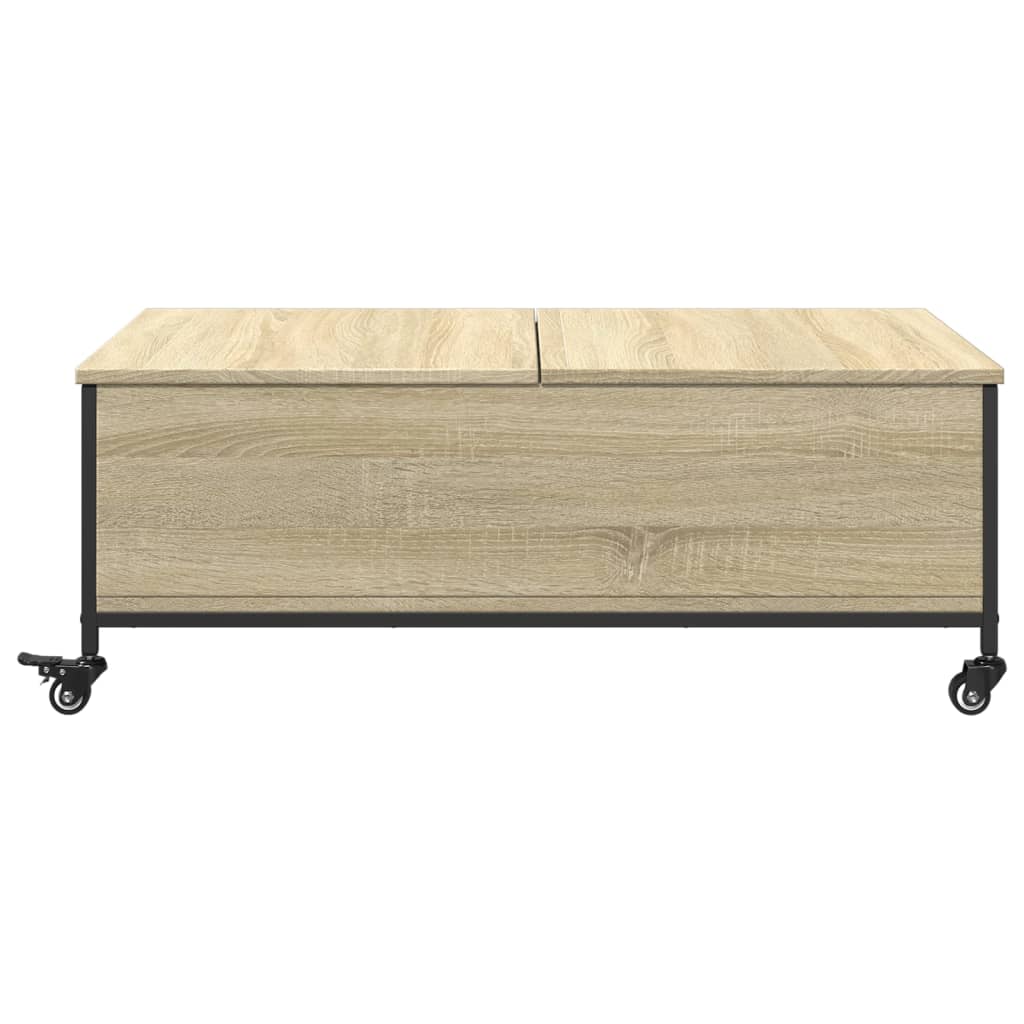 vidaXL Coffee Table with Wheels Sonoma Oak 91x55x34 cm Engineered Wood 6
