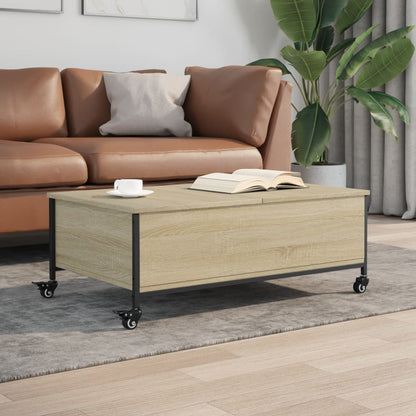 vidaXL Coffee Table with Wheels Sonoma Oak 91x55x34 cm Engineered Wood 1