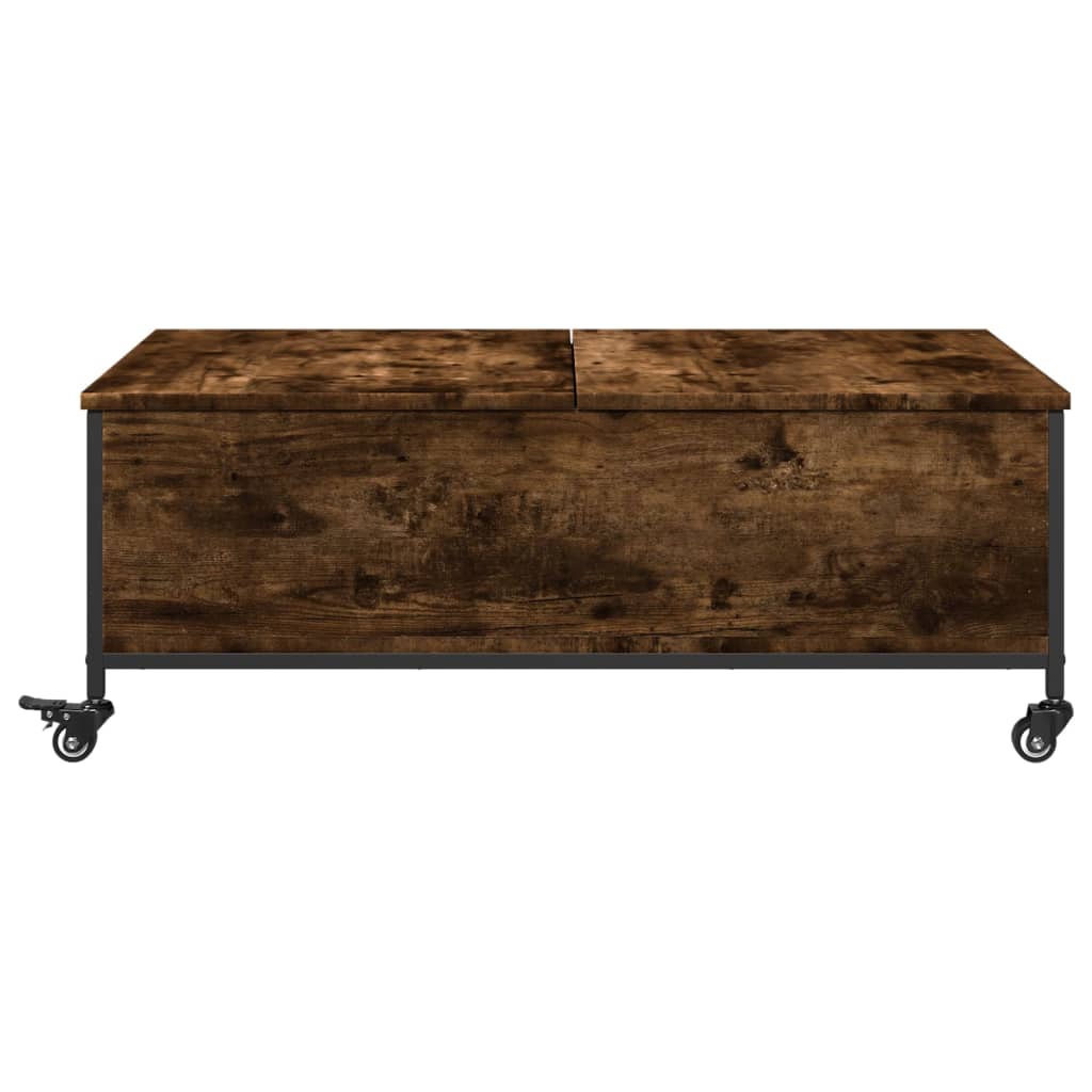 vidaXL Coffee Table with Wheels Smoked Oak 91x55x34 cm Engineered Wood 6