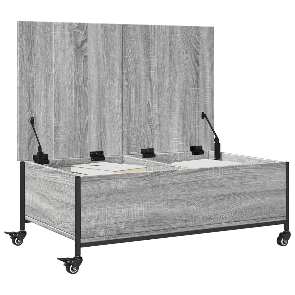 vidaXL Coffee Table with Wheels Grey Sonoma 91x55x34 cm Engineered Wood 5