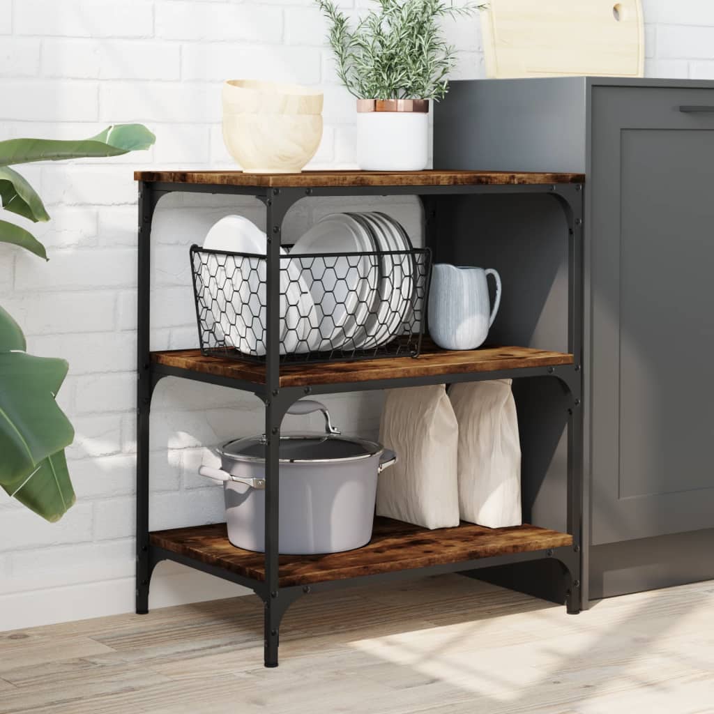 vidaXL Kitchen Trolley Smoked Oak 60x41x76 cm Engineered Wood 3