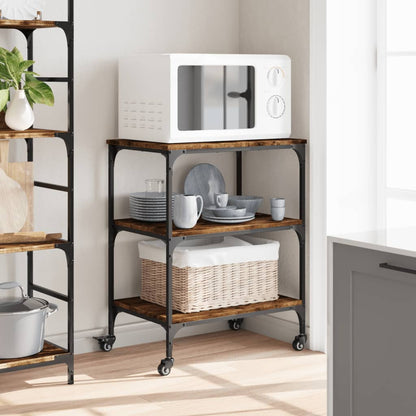 vidaXL Kitchen Trolley Smoked Oak 60x41x76 cm Engineered Wood 4