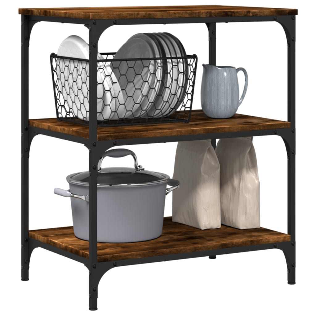 vidaXL Kitchen Trolley Smoked Oak 60x41x76 cm Engineered Wood 5
