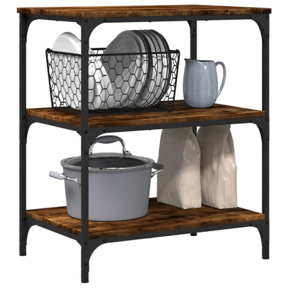vidaXL Kitchen Trolley Smoked Oak 60x41x76 cm Engineered Wood 5