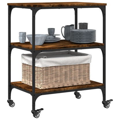 vidaXL Kitchen Trolley Smoked Oak 60x41x76 cm Engineered Wood 6