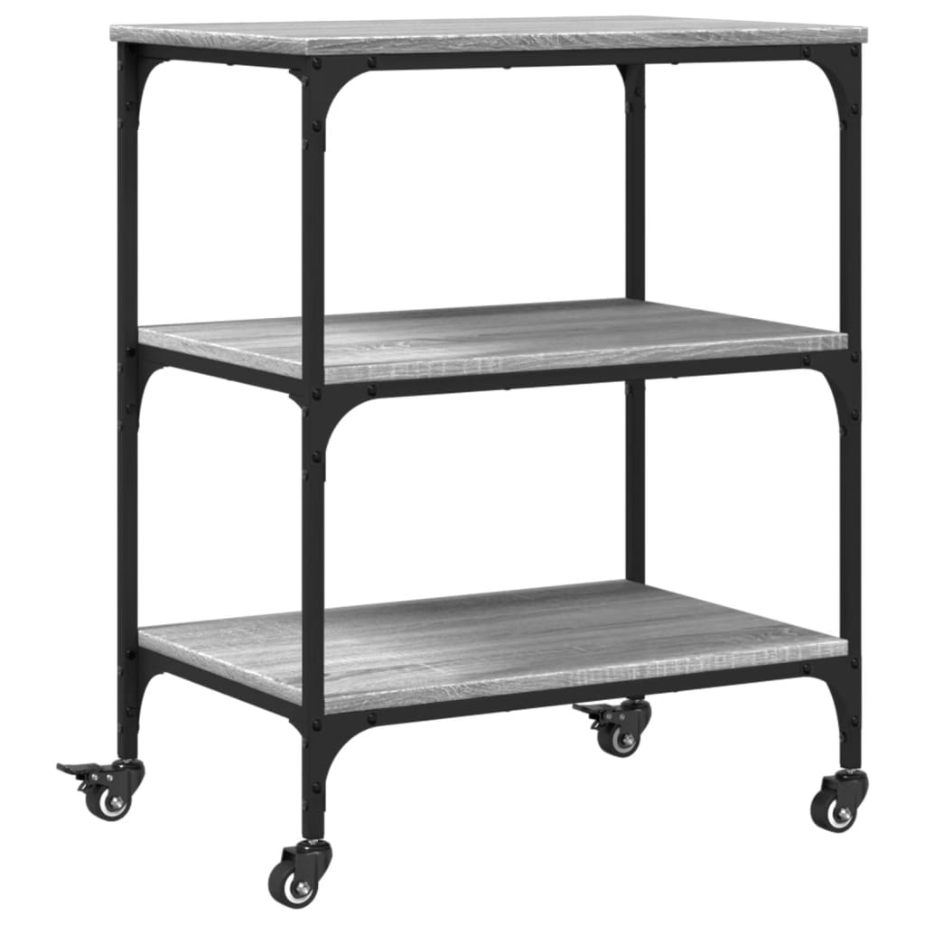 vidaXL Kitchen Trolley Grey Sonoma 60x41x76 cm Engineered Wood 2