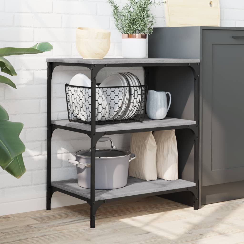 vidaXL Kitchen Trolley Grey Sonoma 60x41x76 cm Engineered Wood 3