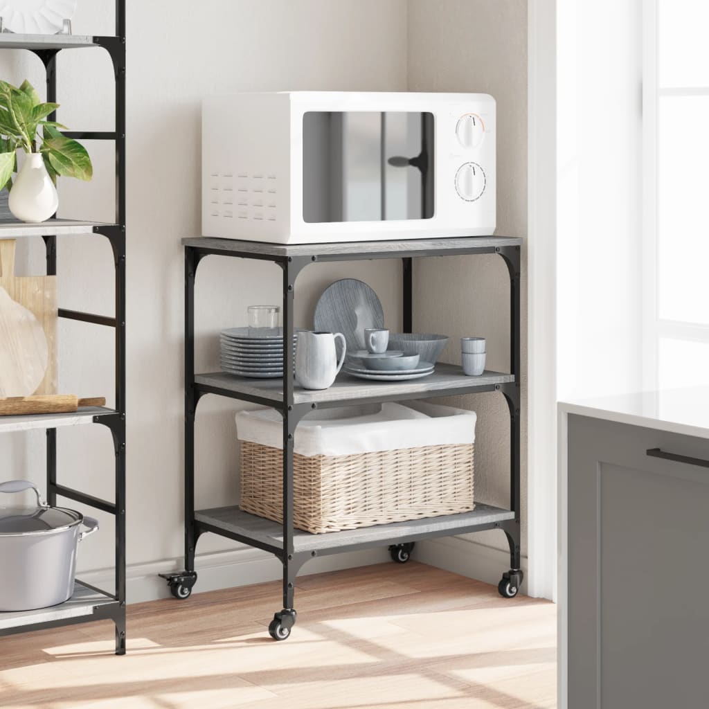 vidaXL Kitchen Trolley Grey Sonoma 60x41x76 cm Engineered Wood 4