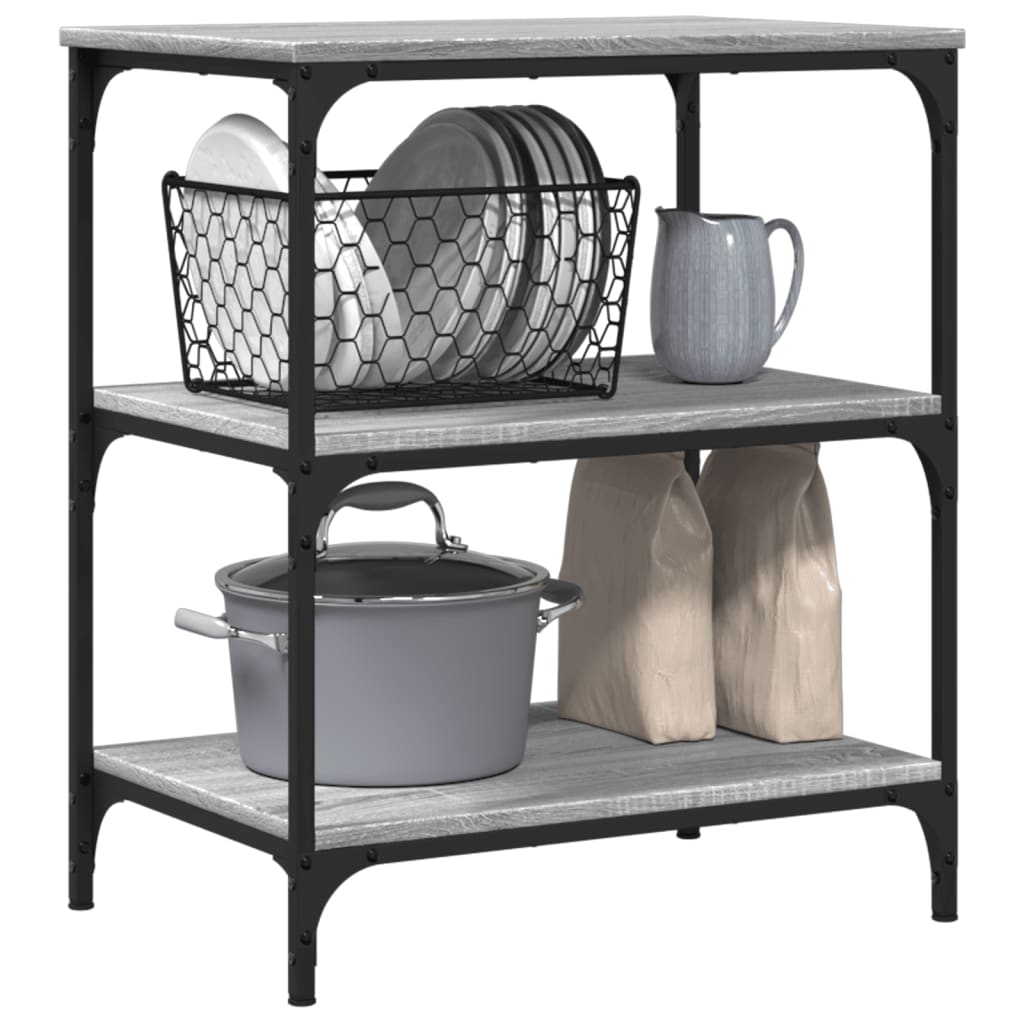 vidaXL Kitchen Trolley Grey Sonoma 60x41x76 cm Engineered Wood 5